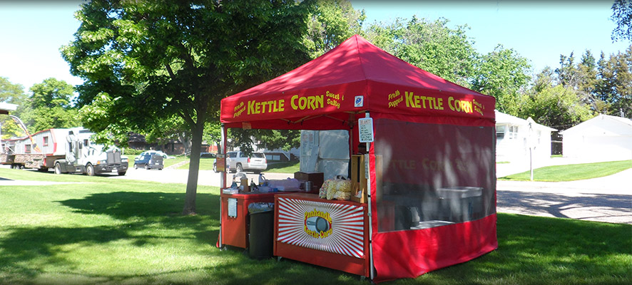 bright red Panhandle Kettle Corn tent